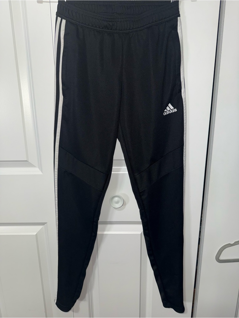 adidas Black Joggers with White Side Stripes